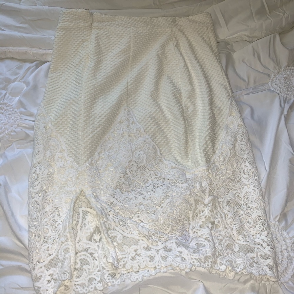 Midi Cream and White Lace Skirt